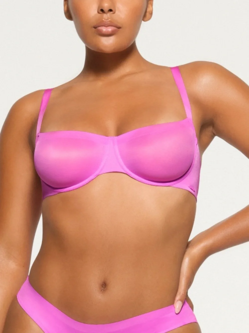 Skims Unlined Balconette Bra 34D NEW Pink $68 Retail
